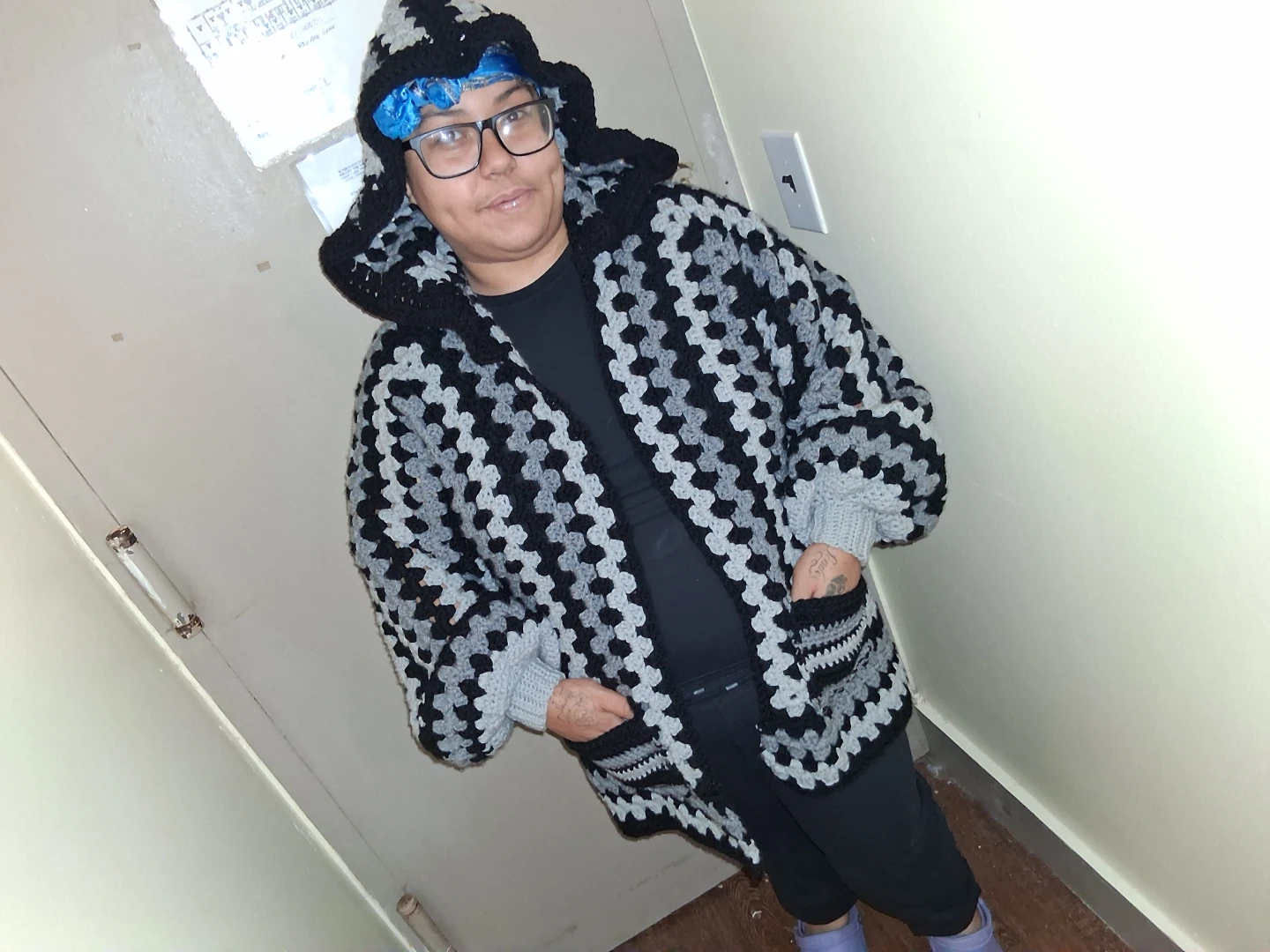 Handmade Crochet Hooded Cardigan