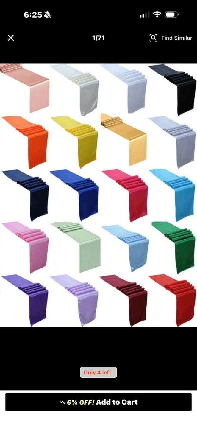 Satin Table Runners variety of colors.