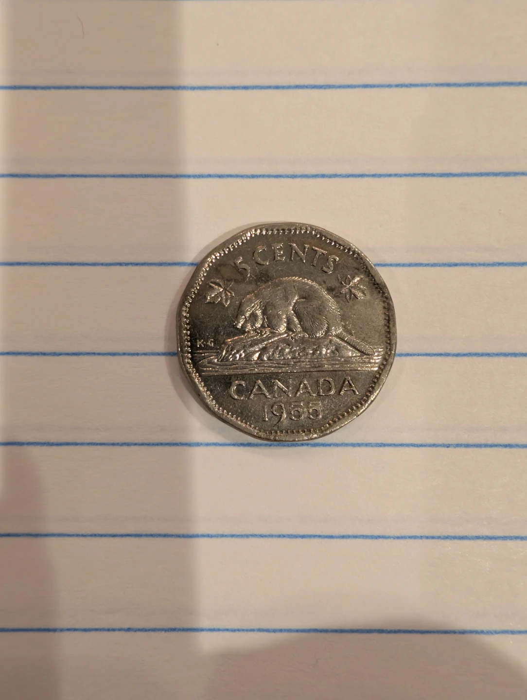 1955 Canadian 5 Cent Coin A 12 sided Dodecagonal - photo 2