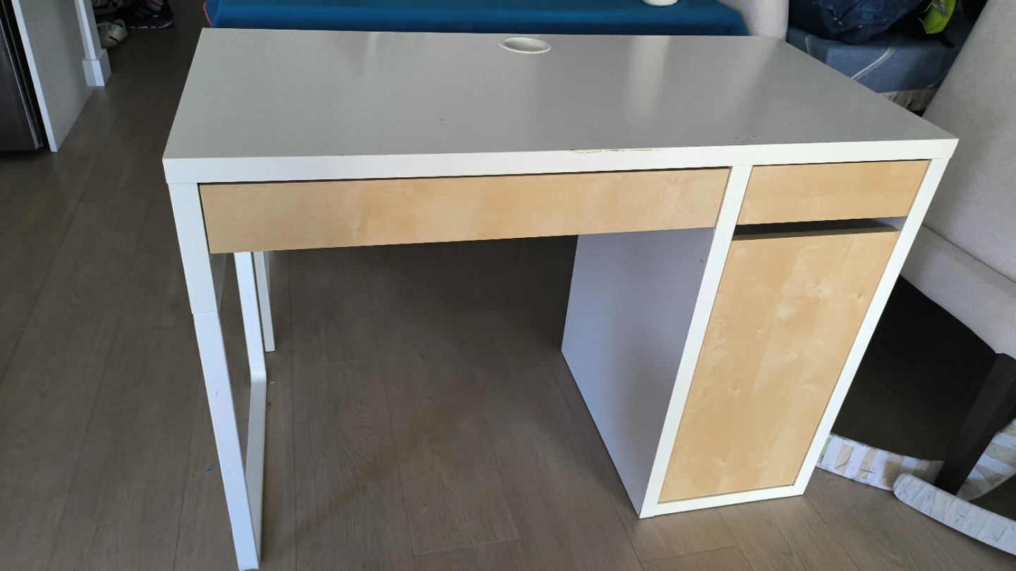 IKEA MICKE desk, white and birch effect