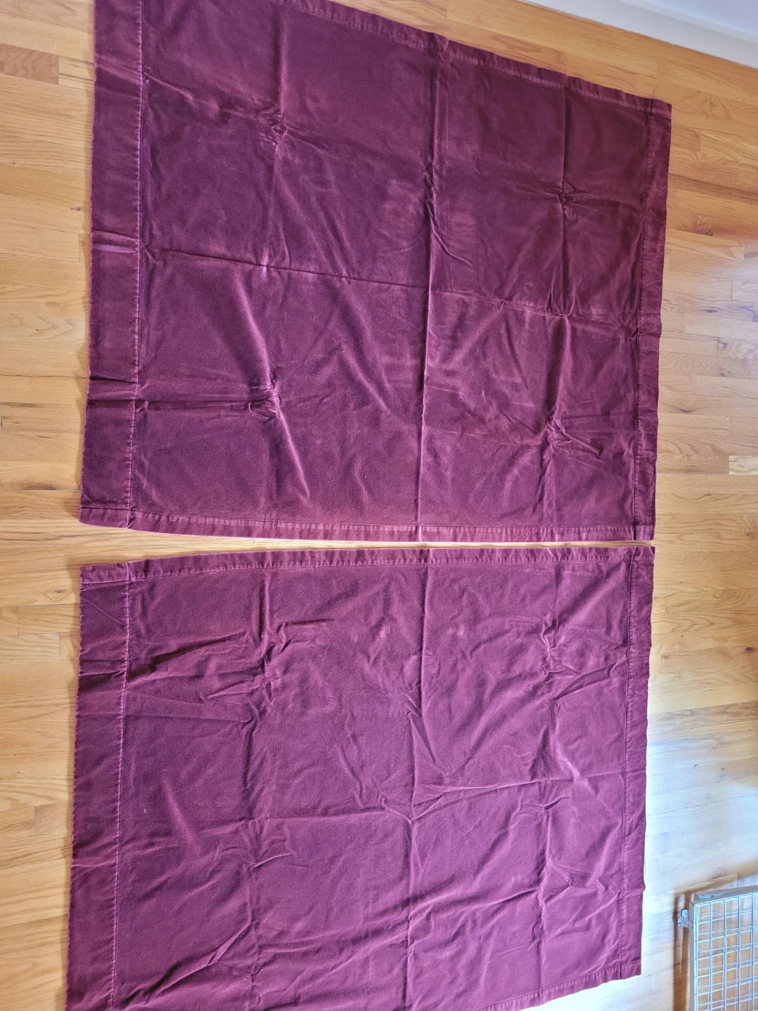 Pair of Pottery Barn Burgundy Velvet Curtains with Rods - photo 3