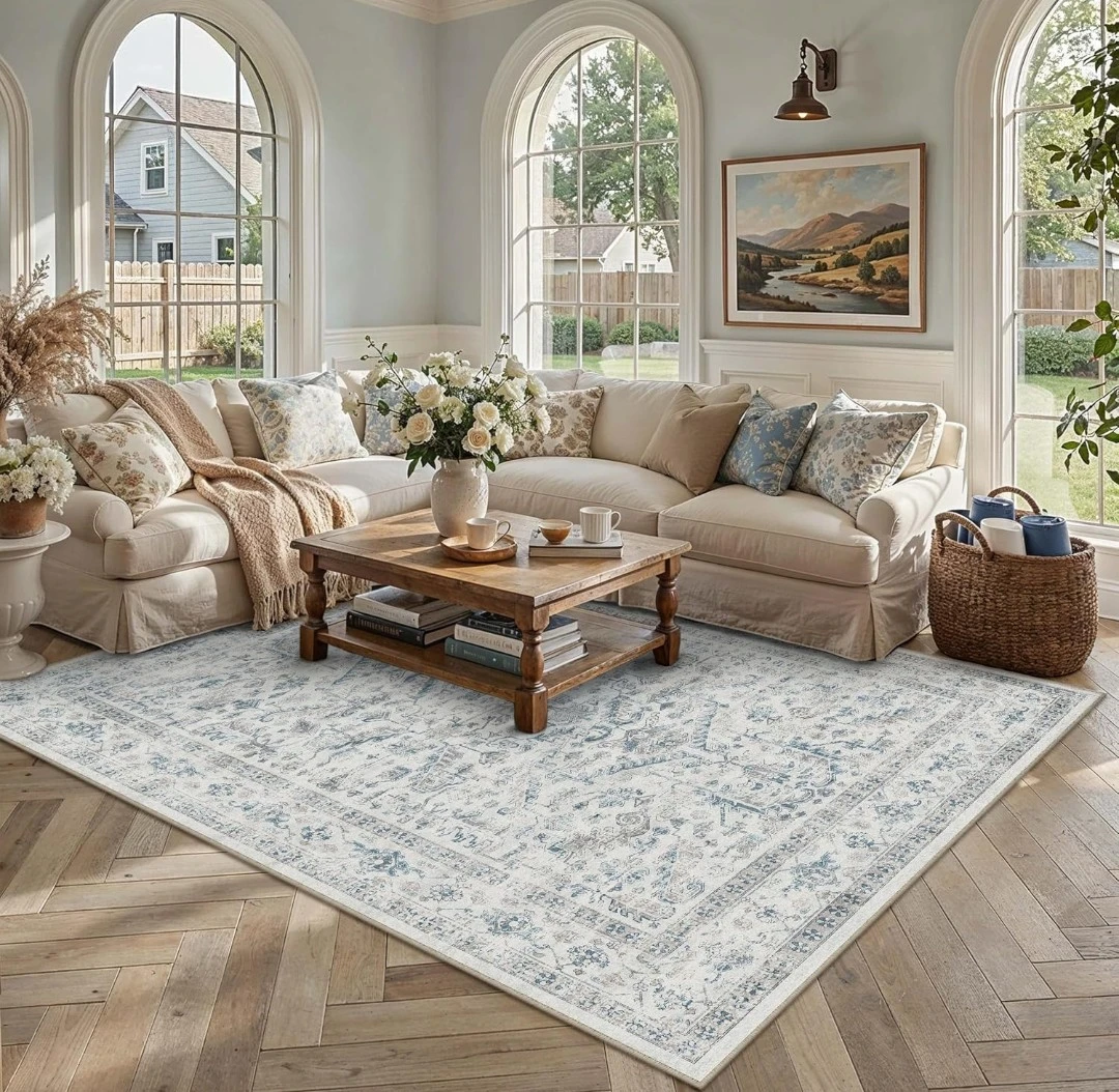 Vintage Style Blue Area Rug 9' x 12' - photo 3