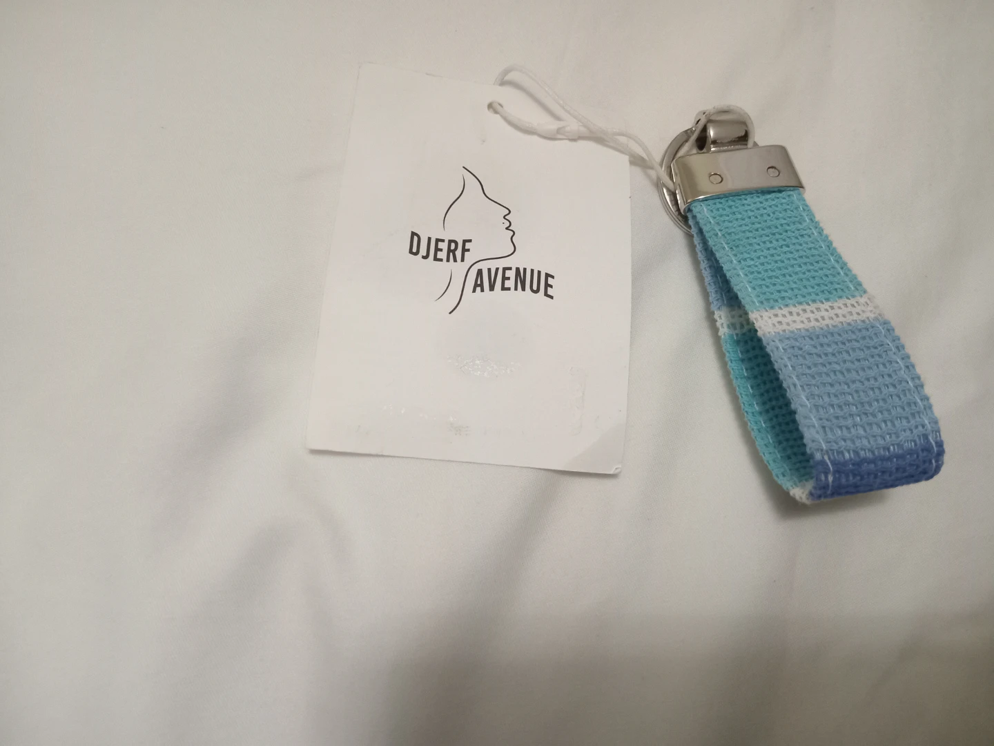 Djérf Avenue Keychain Blue & White Stripe