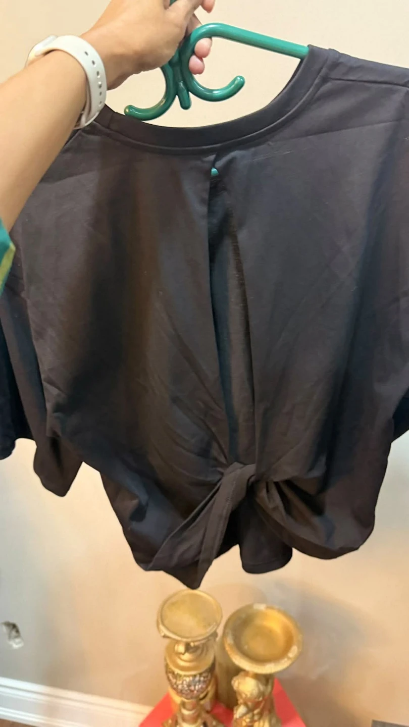 Black T-Shirt with Back Tie Detail - photo 2
