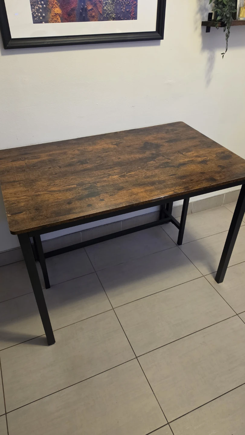 Wood & Metal Dining Table Set with 2 Benches - photo 2