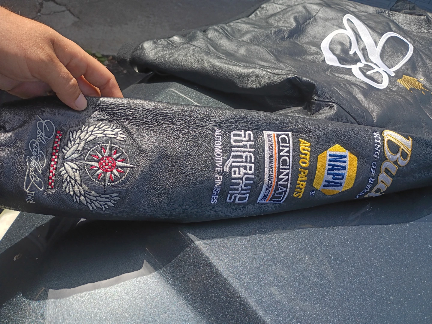 Jeff Hamilton Budweiser NASCAR Leather Jacket - photo 4