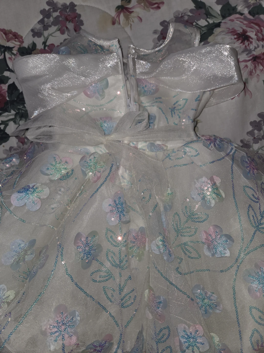 White floral sequin dress - photo 2