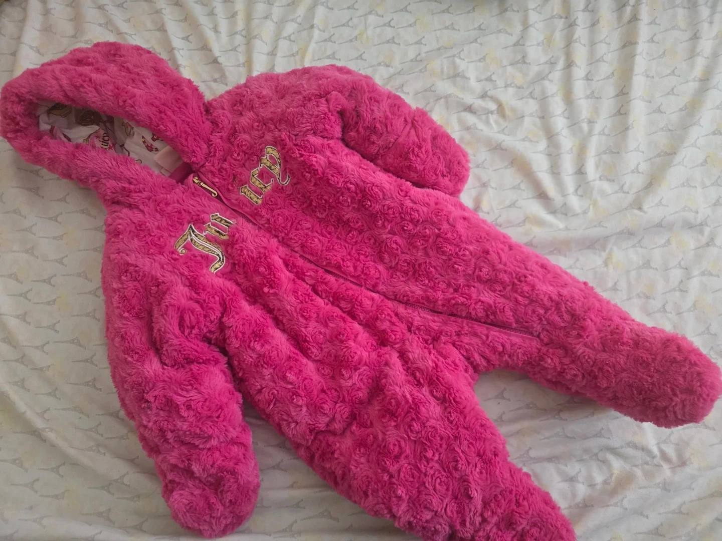 Juicy Couture Pink Faux Fur Baby Bunting