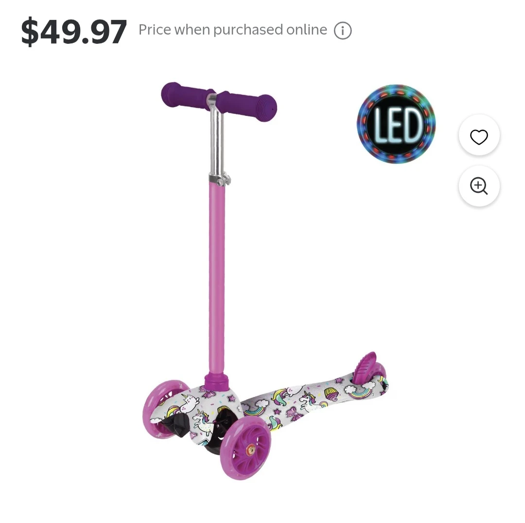Kids Unicorn 3-Wheel LED Scooter