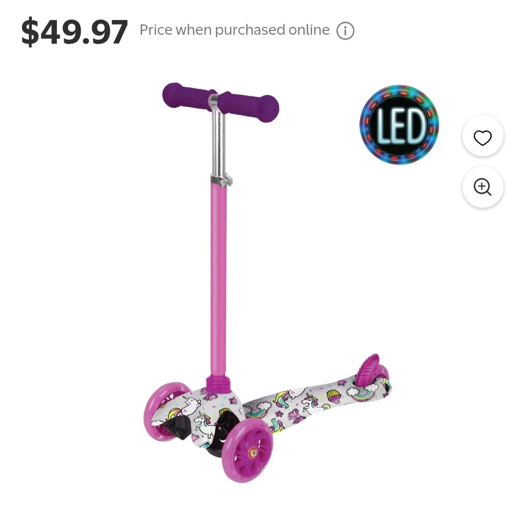 Kids Unicorn 3-Wheel LED Scooter