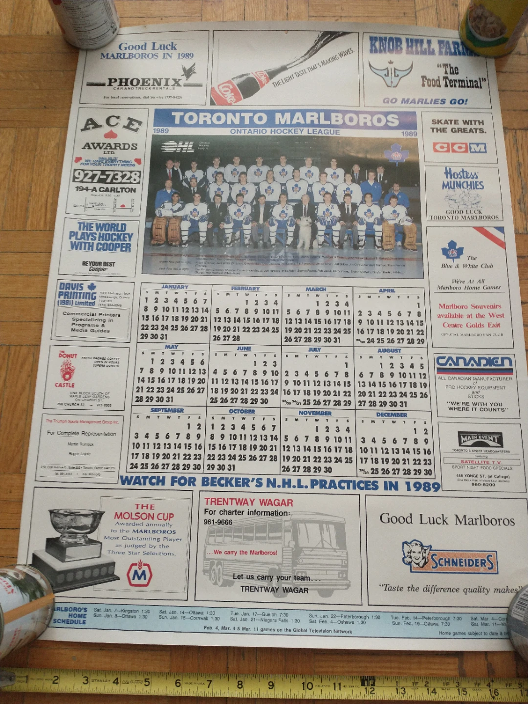 Beautiful 1989 Toronto Marlboros 18 x 25" OHL Calendar Poster - photo 5