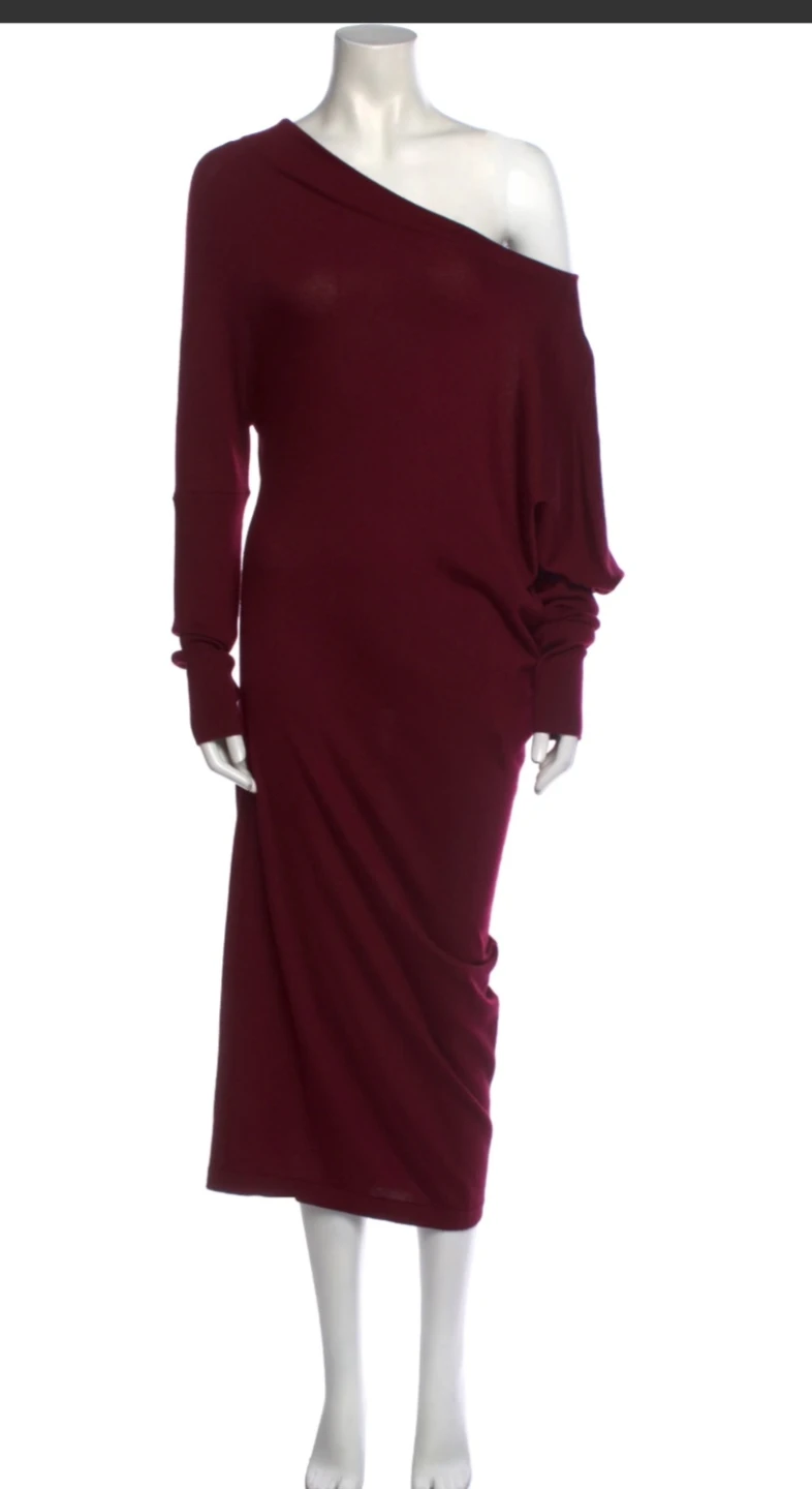 Tom Ford Cashmere  Burgundy Long Sleeve Midi Dress - photo 2