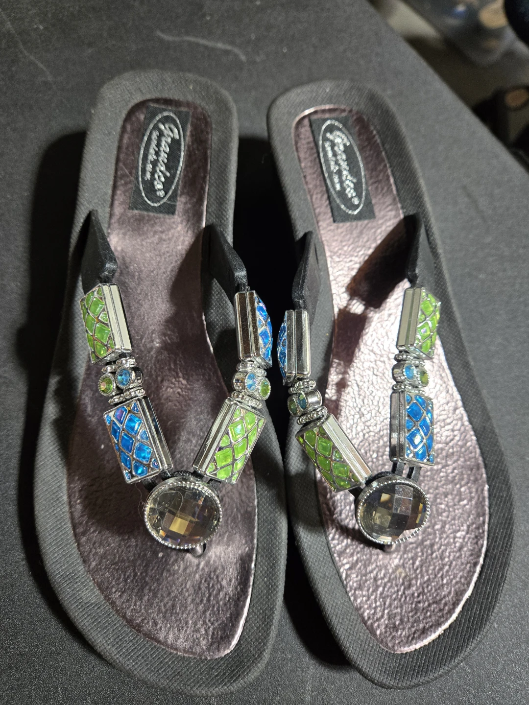 Franco Sarto Embellished Flip Flops Size 8