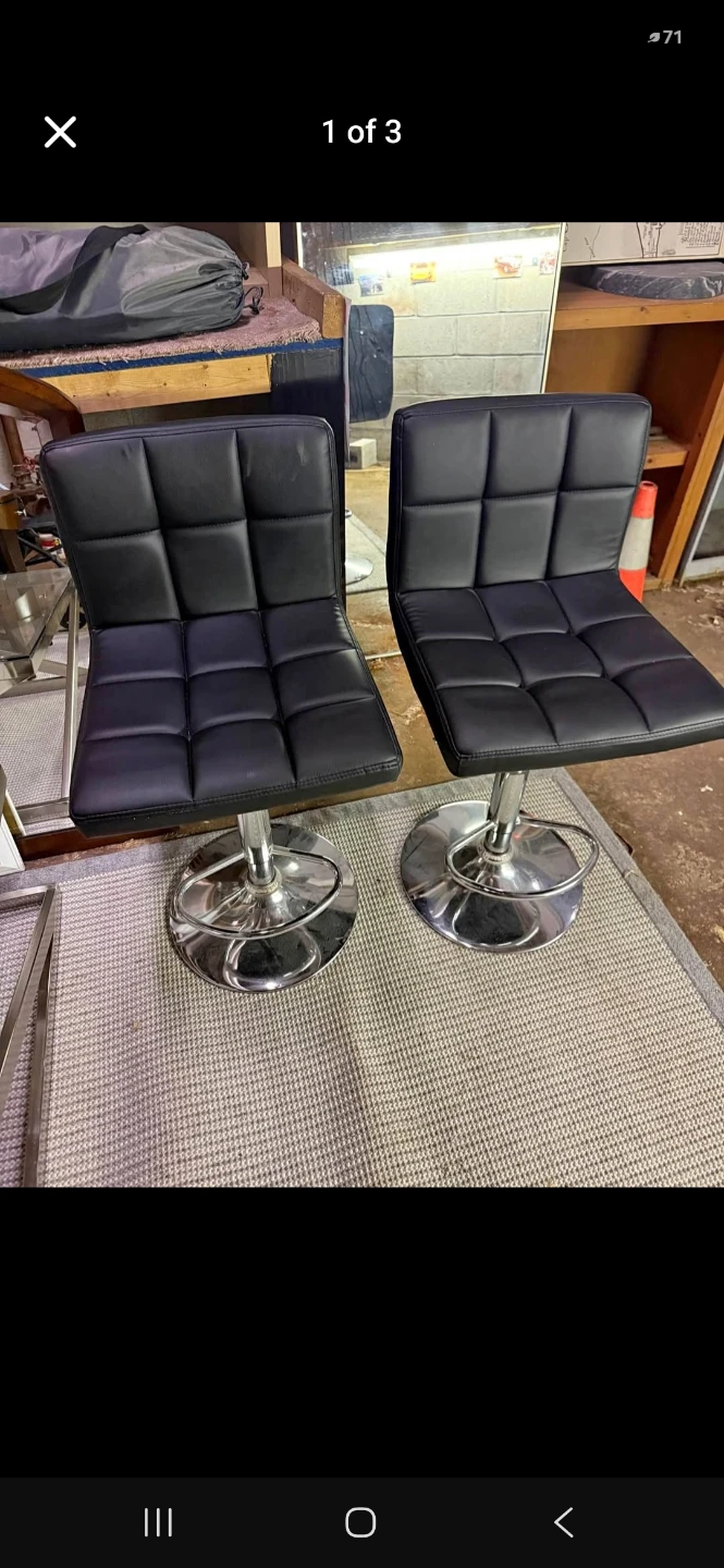 Black Faux Leather Bar Stools (Set of 2)