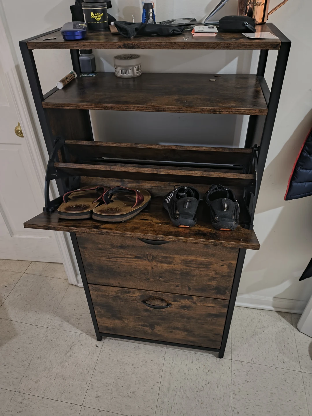 Industrial Style Shoe Rack and Storage Shelf
