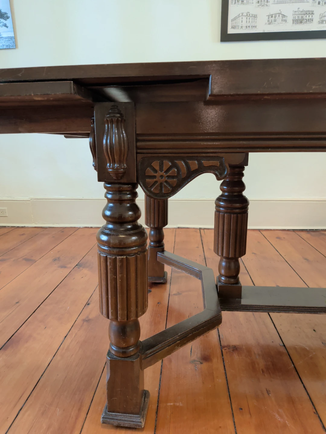 Vintage Dark Wood Extendable Dining Table - photo 3