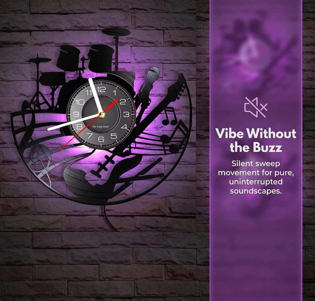 Music-Themed Vinyl Wall Clock with LED Lighting - photo 5