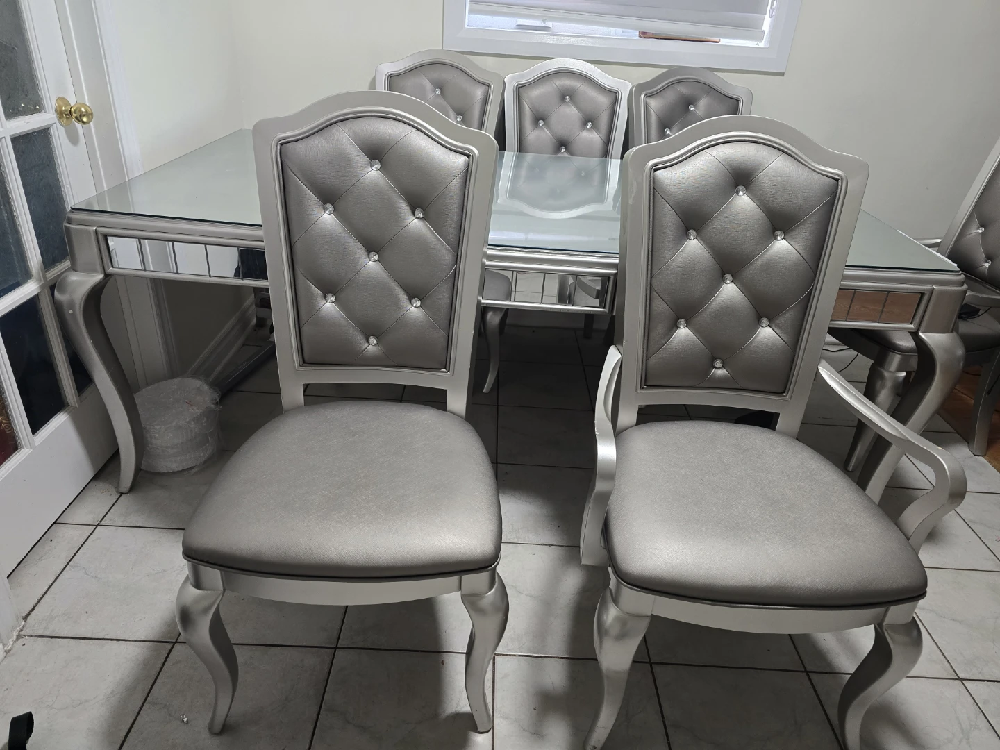 Silver Tufted Dining Set - photo 2