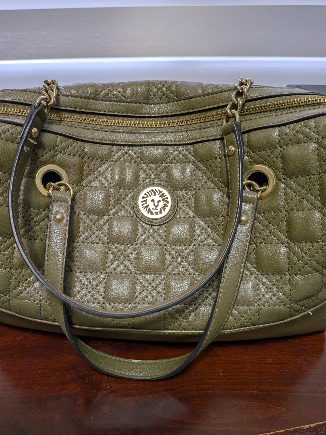 Anne Klein Olive Quilted Shoulder Bag late Spade and