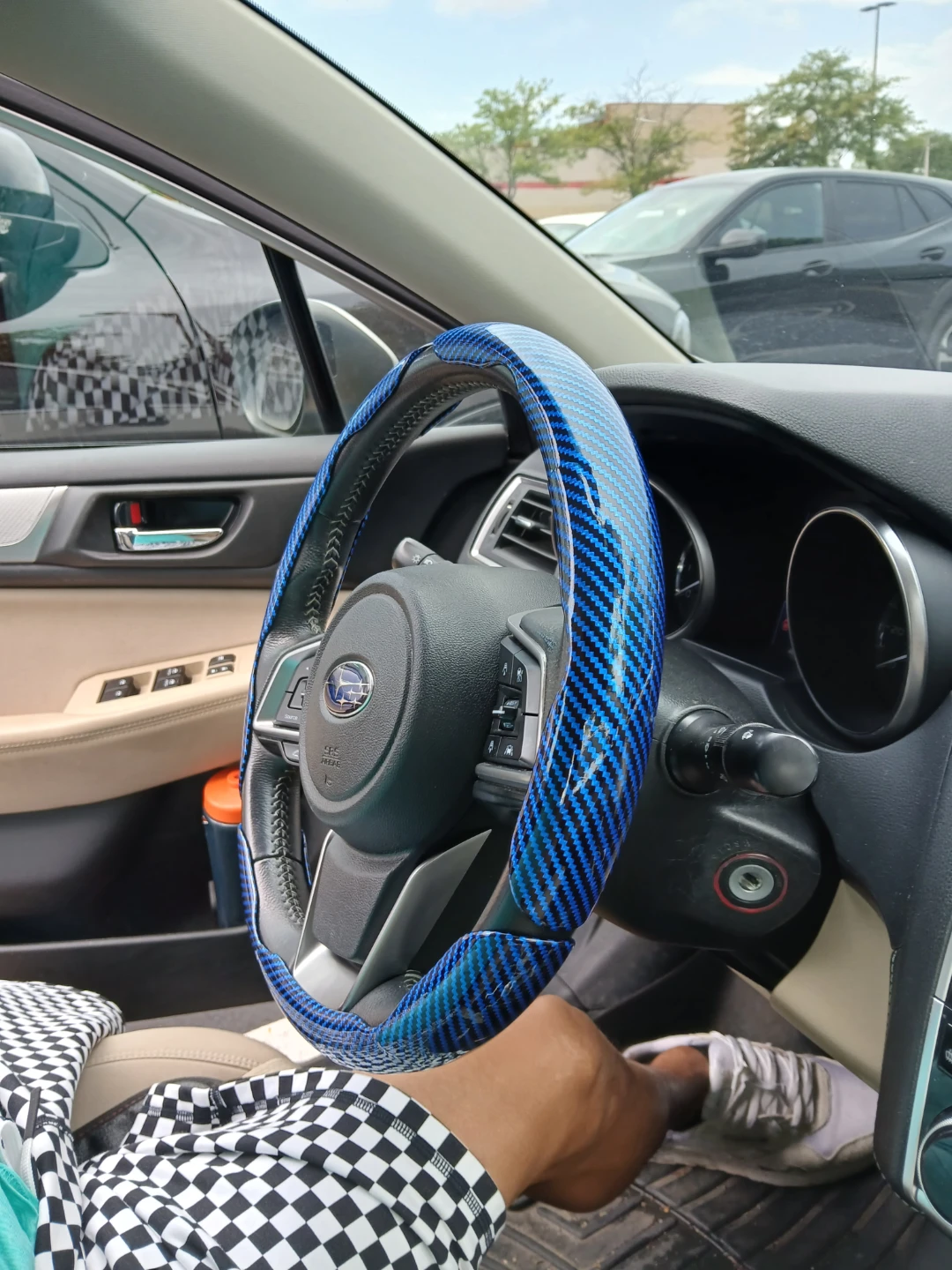 Blue Carbon Fiber car Steering Wheel Cover 3pcs - photo 2