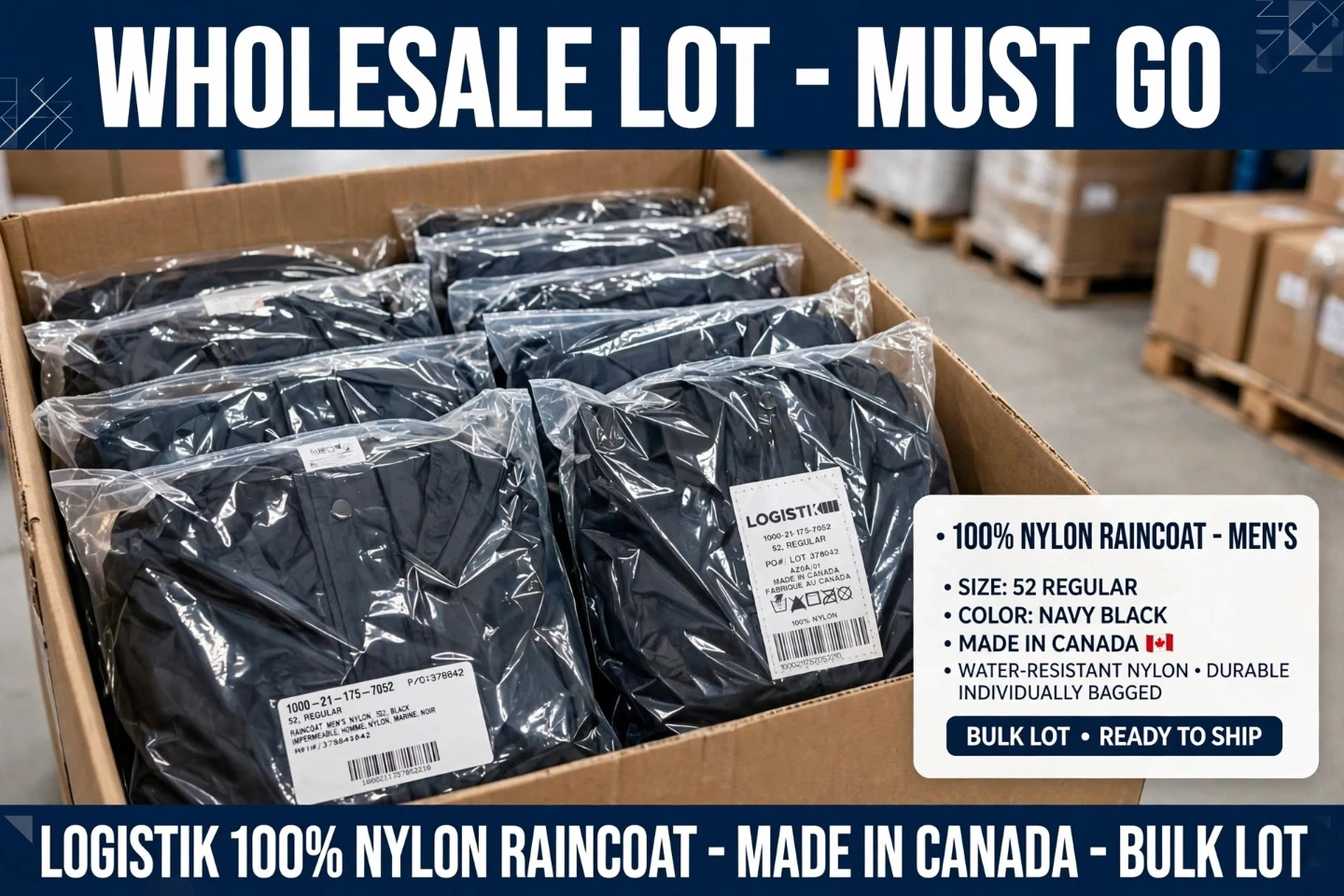 Logistik Men's Raincoat Wholesale Bulk Lot