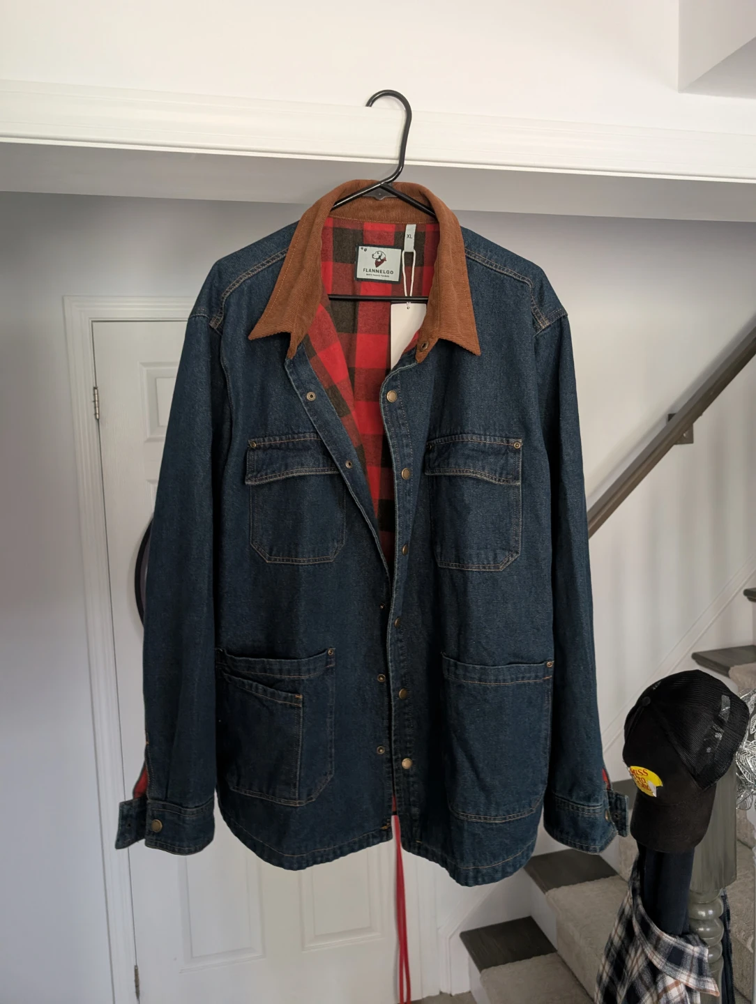 Flannelgo Denim Jacket with Plaid Lining