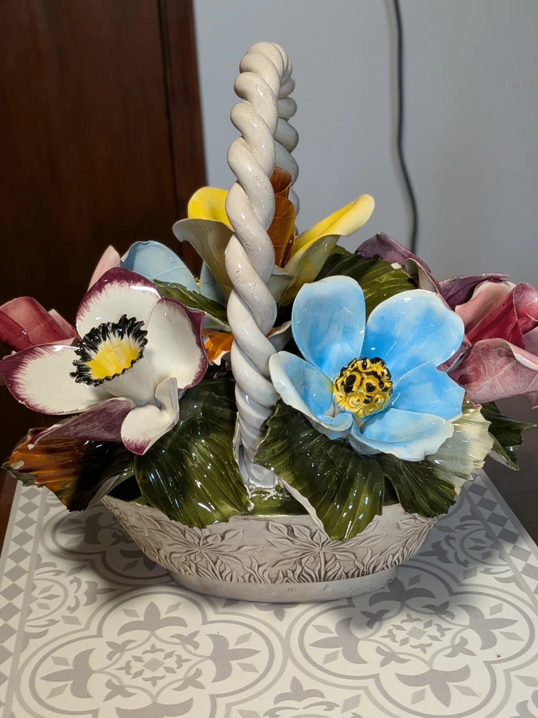 Ceramic Decorative Floral Basket
