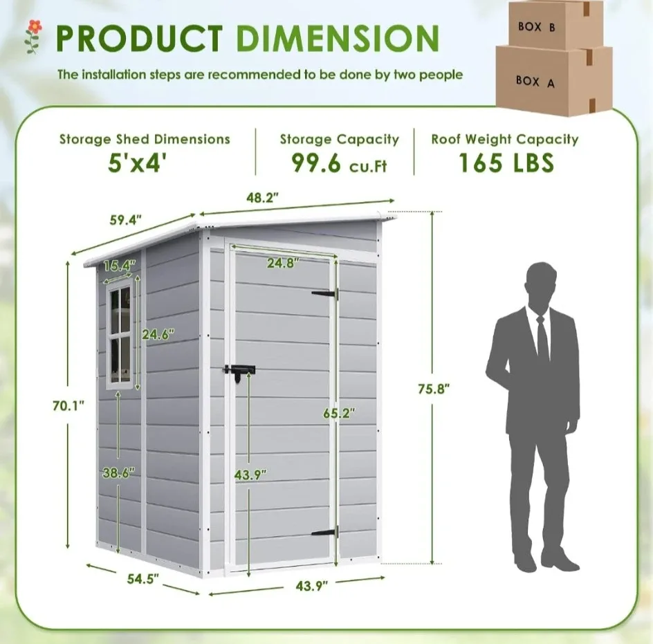 NEW Grey 5' x 4' Outdoor Storage Shed - photo 4