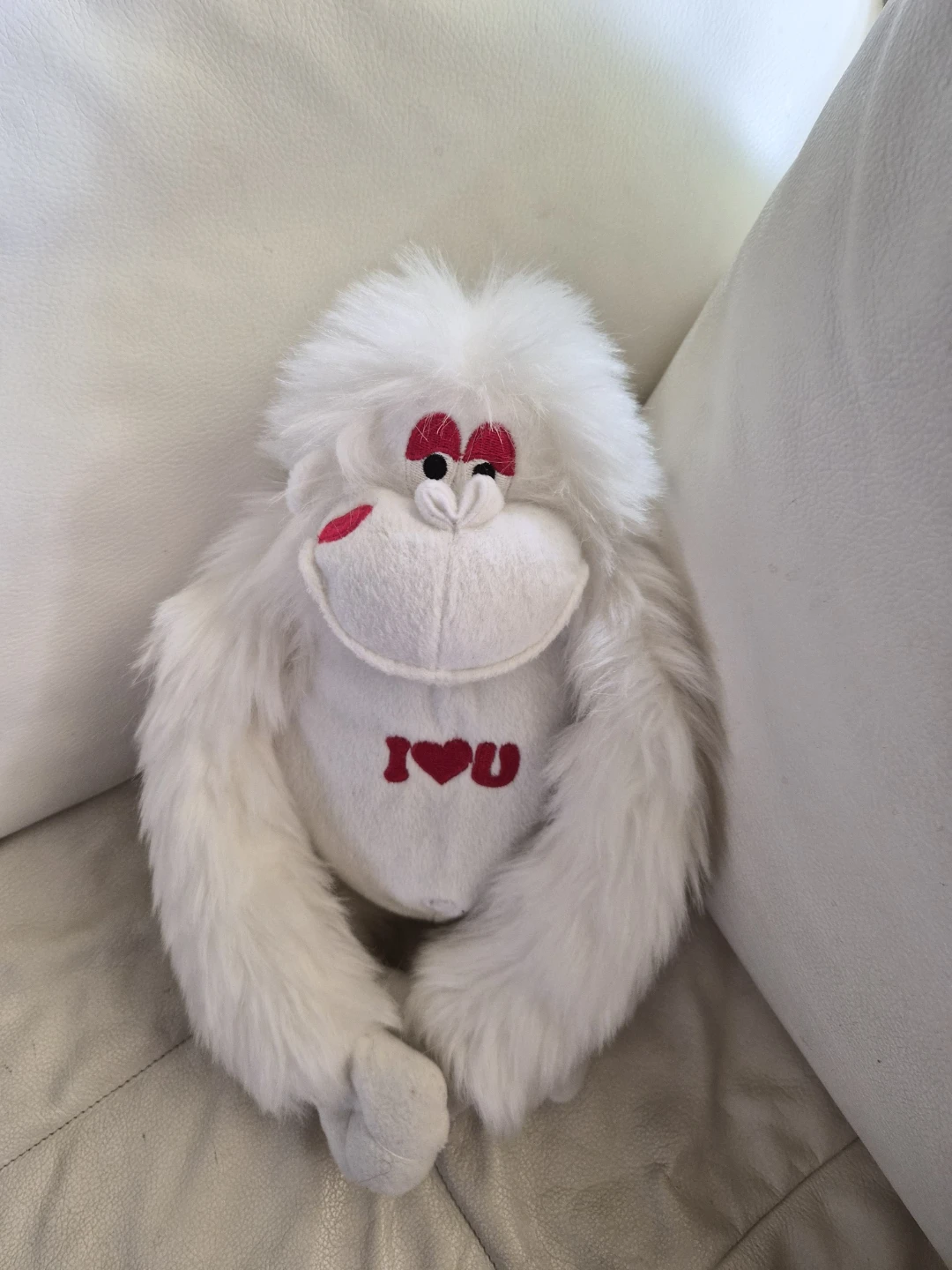 White plushie Monkey "I Heart U" Stuffed Animal