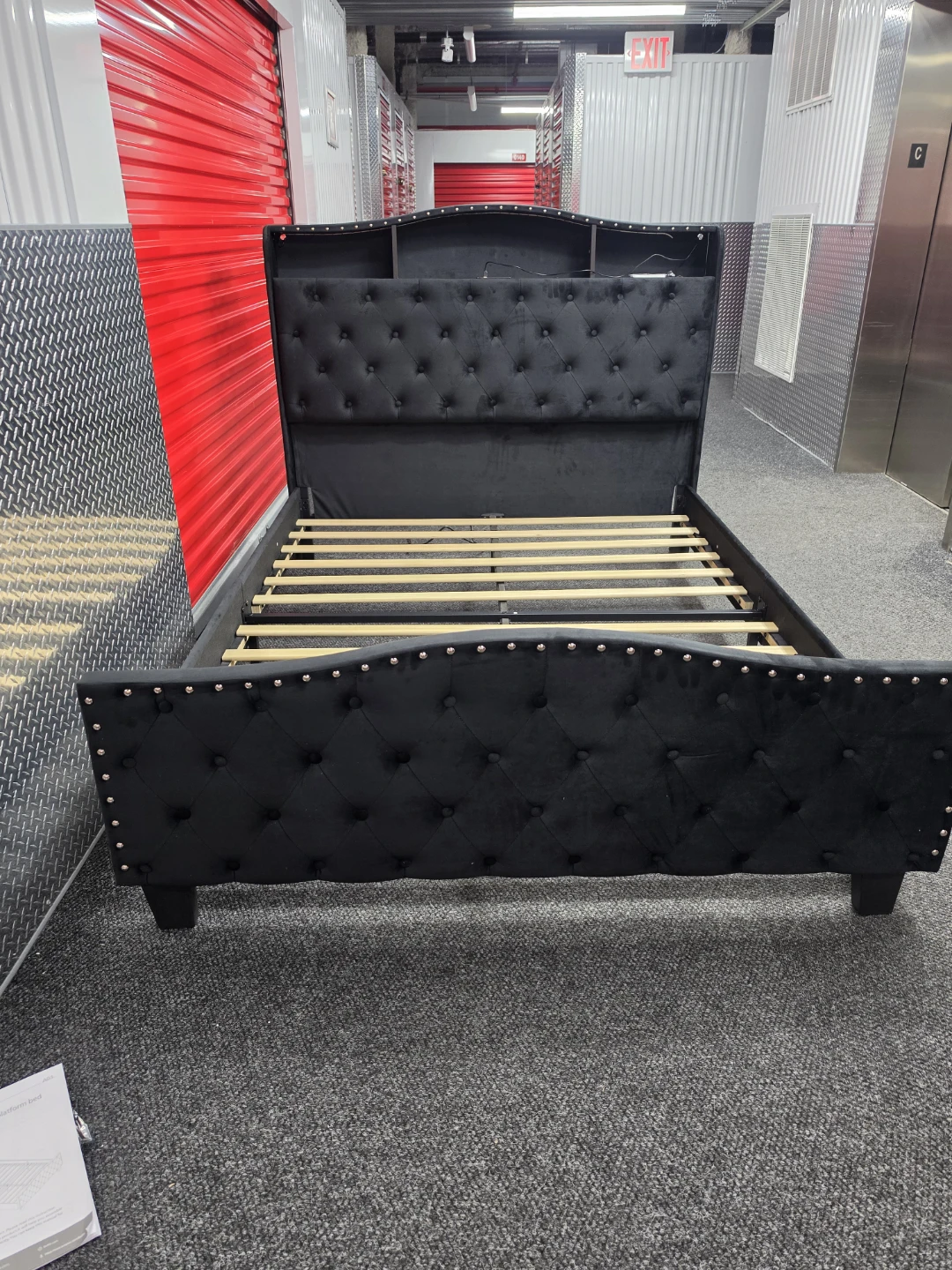 Black Tufted Upholstered Queen Platform Bed