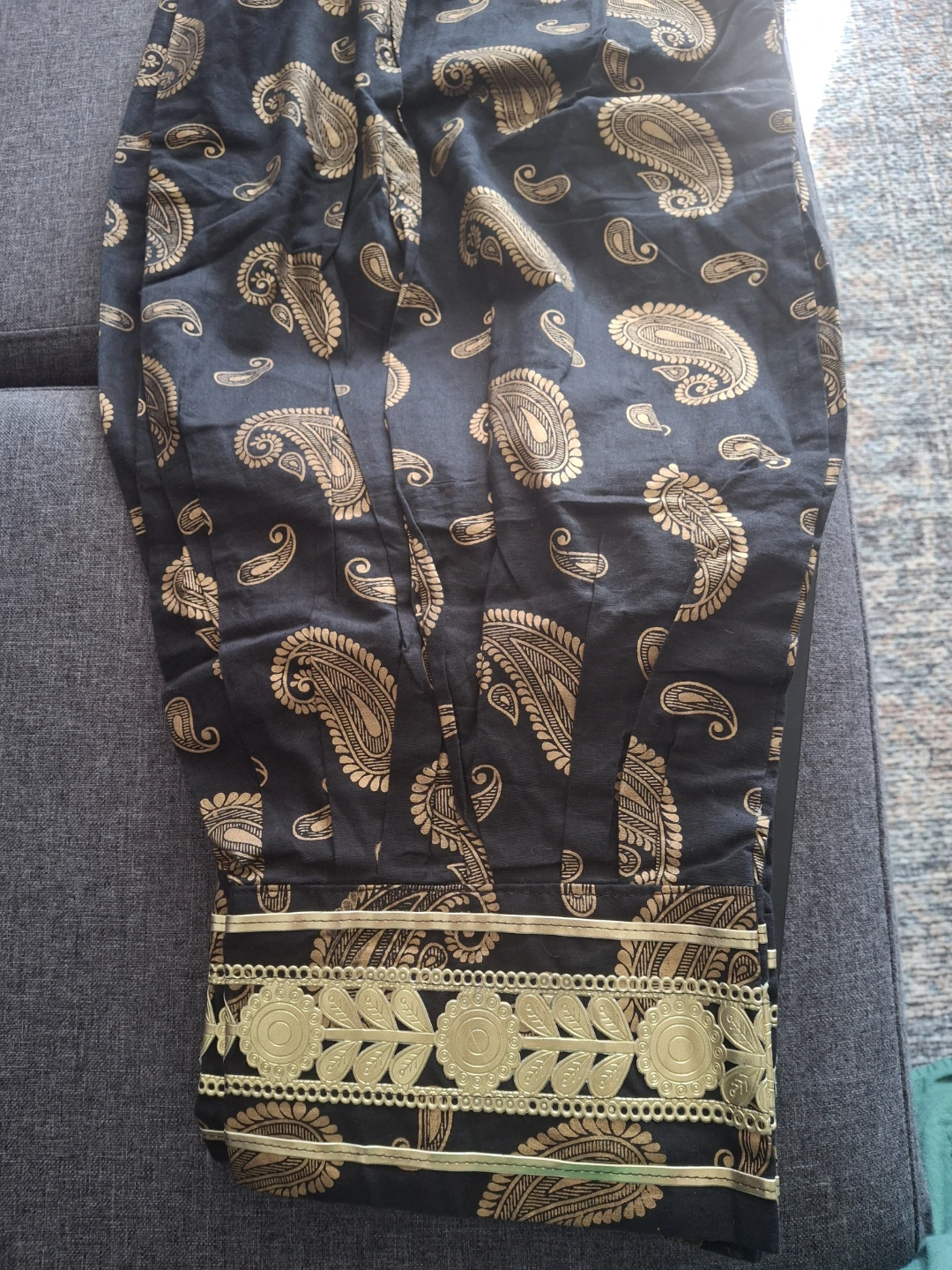 Black Paisley Print Pants - photo 2