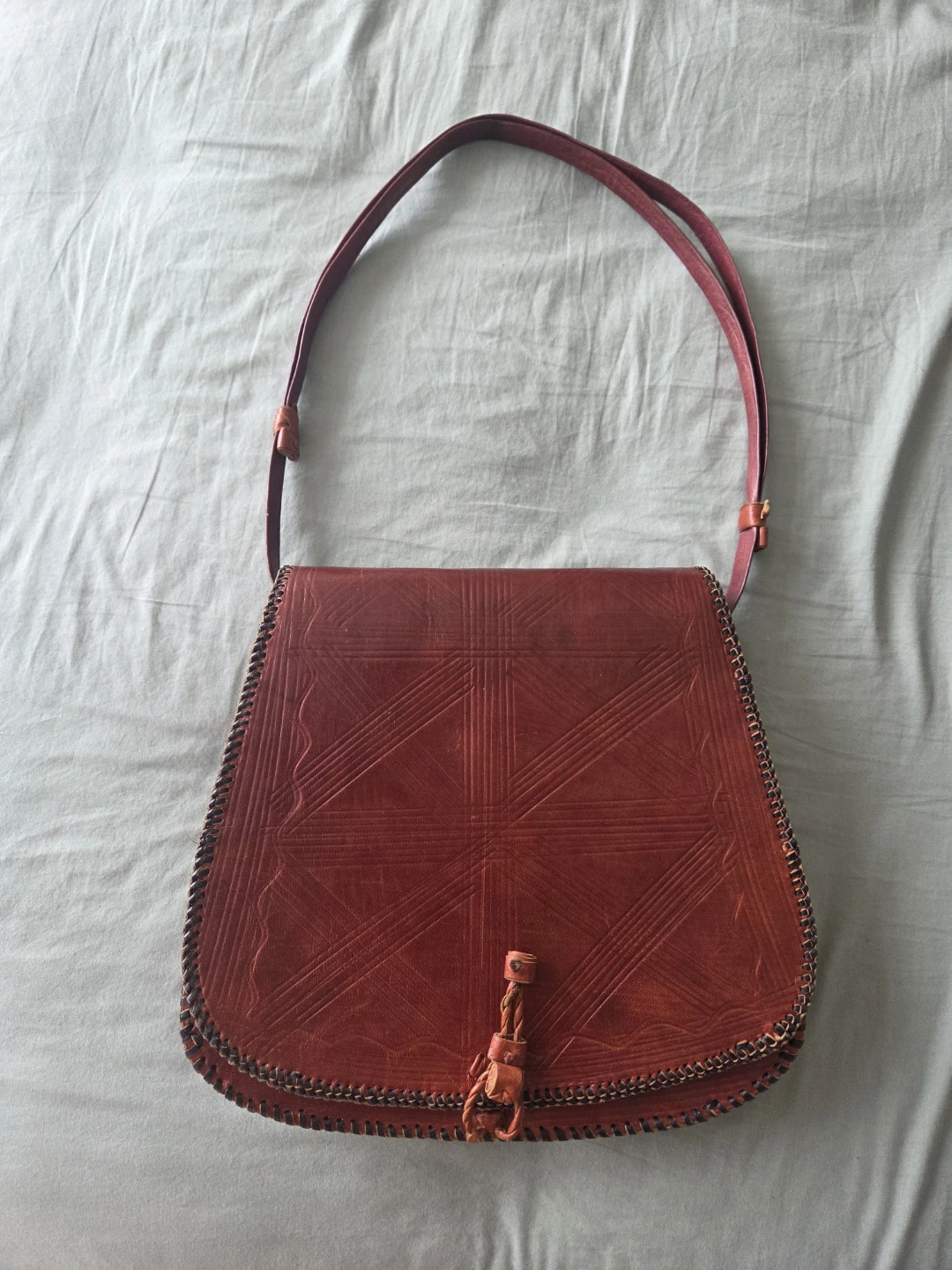 Vintage Hand-Tooled Leather Shoulder Bag