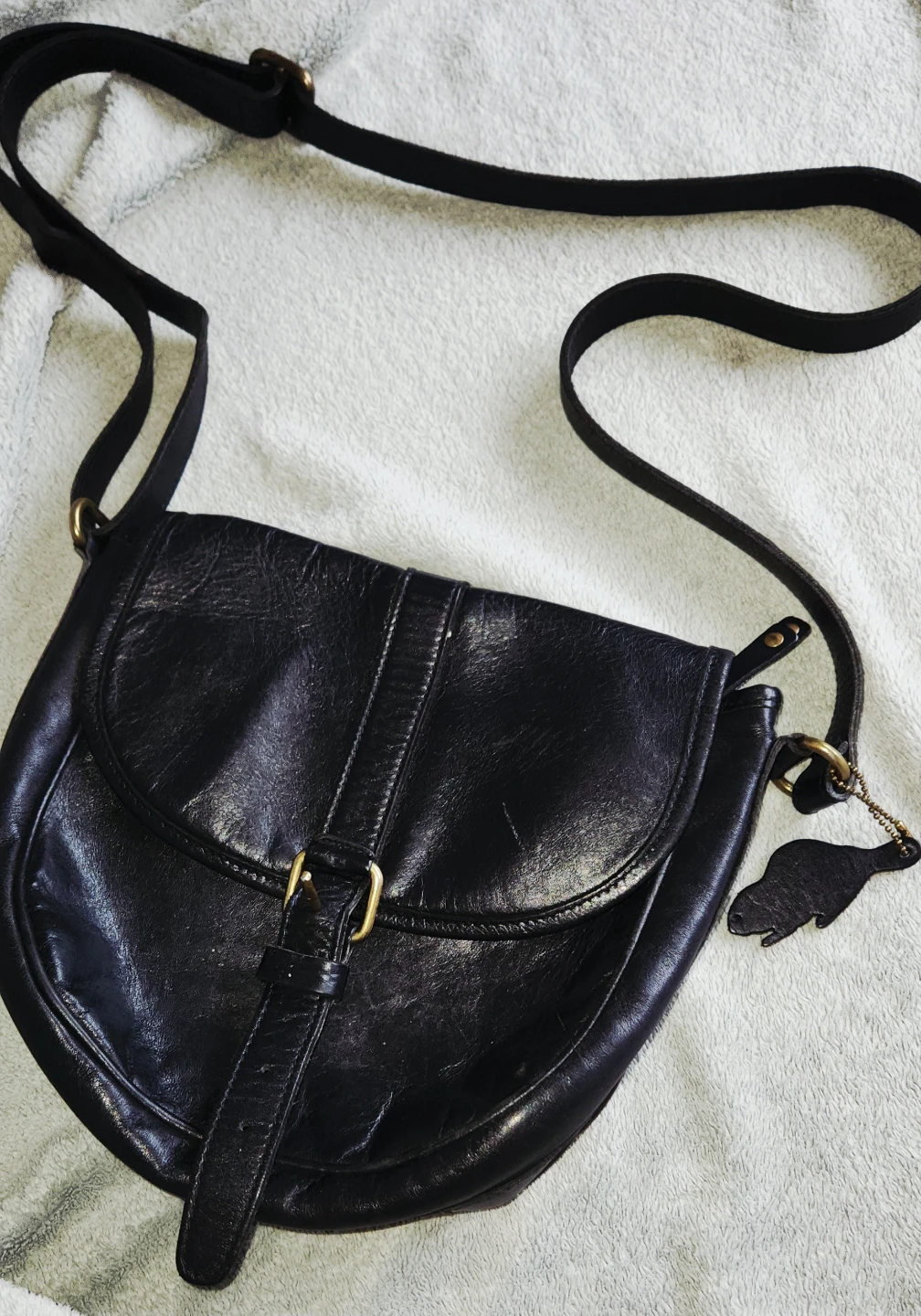 Roots vintage saddle bag with pink silk liner - photo 4