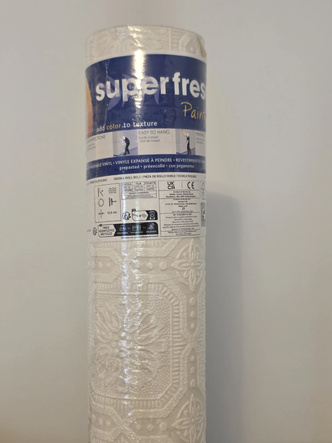 Superfresco Paintable Vinyl Wallpaper - Rosette Tile