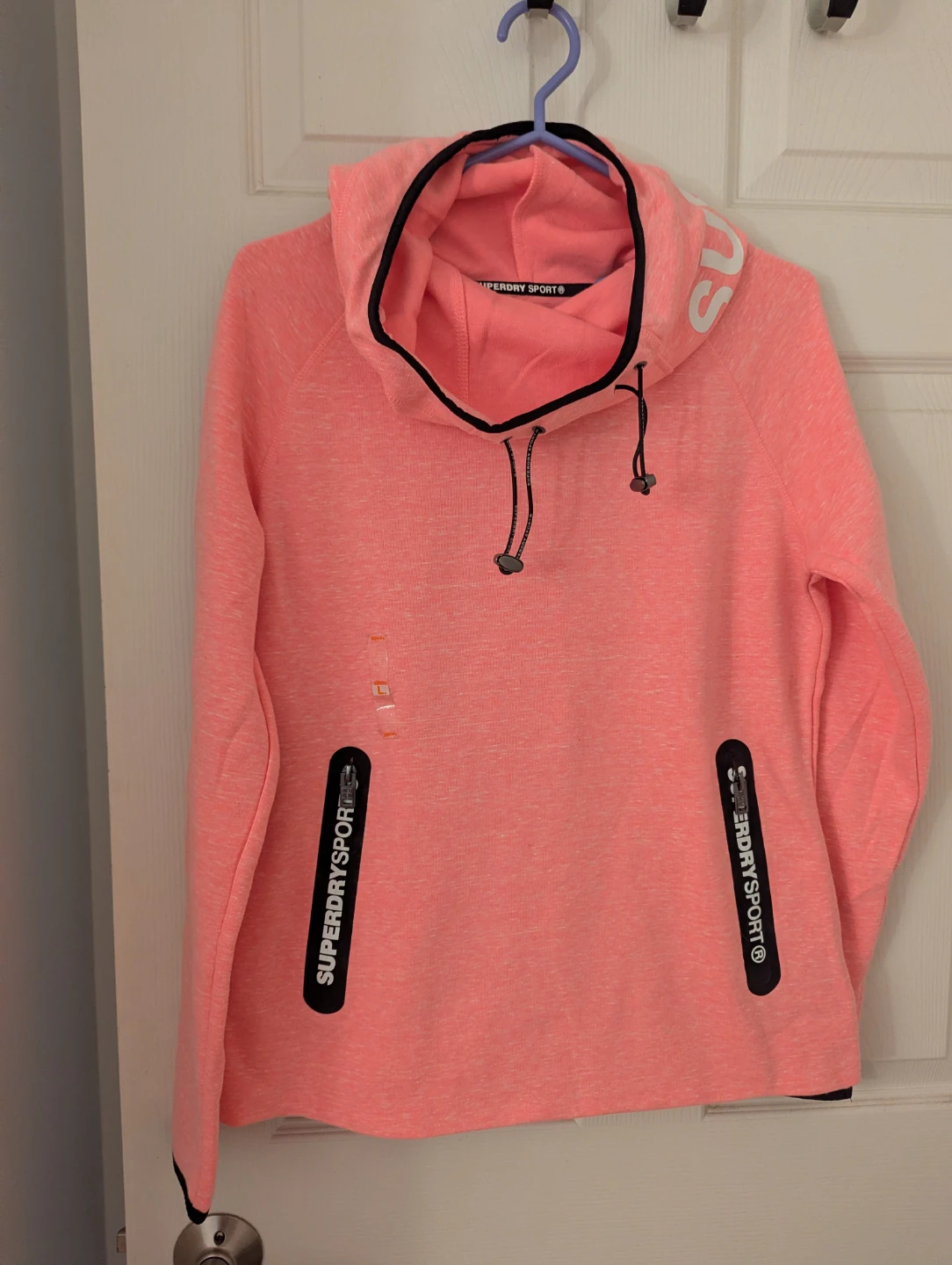 Superdry Sport Hoodie Pink Cowl Neck