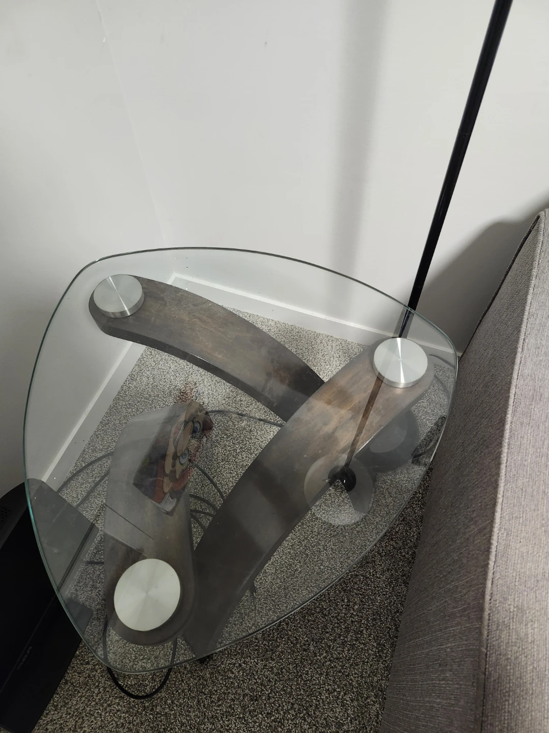 Modern Glass Top Coffee Table with Wood Legs - photo 2