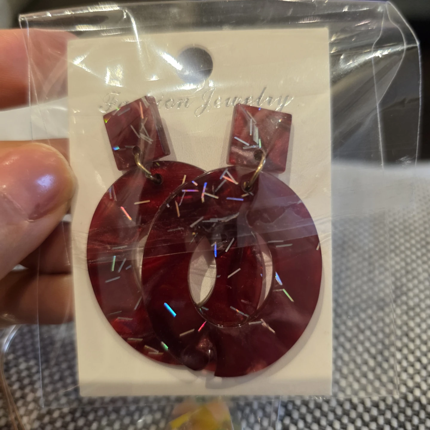 Fashion Acrylic Jewelry Red Glitter Drop Earrings - photo 5