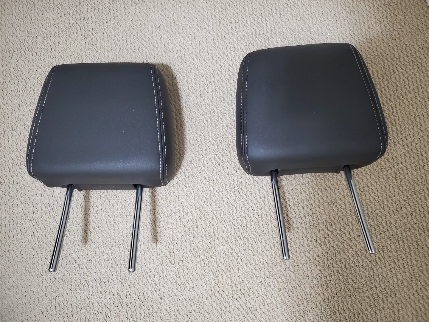 Two Black Faux Leather Car Headrests