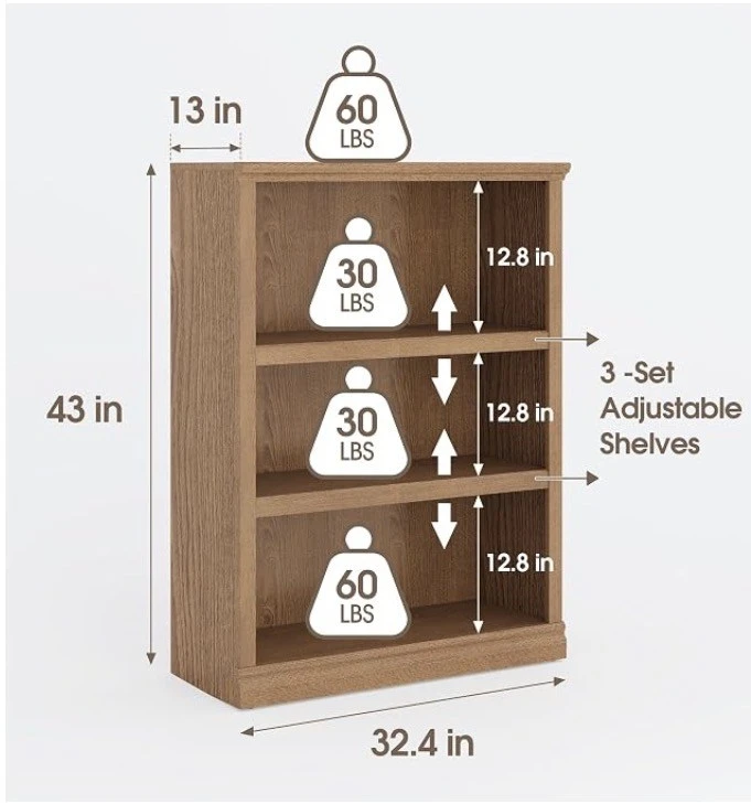 3-Shelf Wooden Bookcase - photo 2