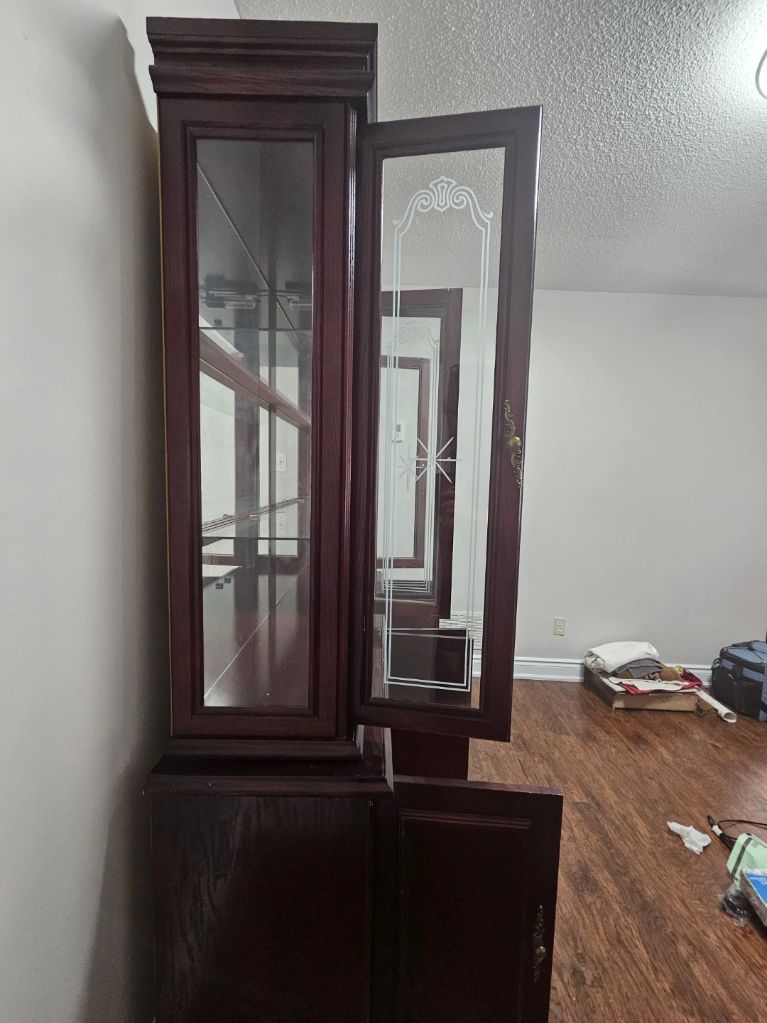 Dark wood china cabinet