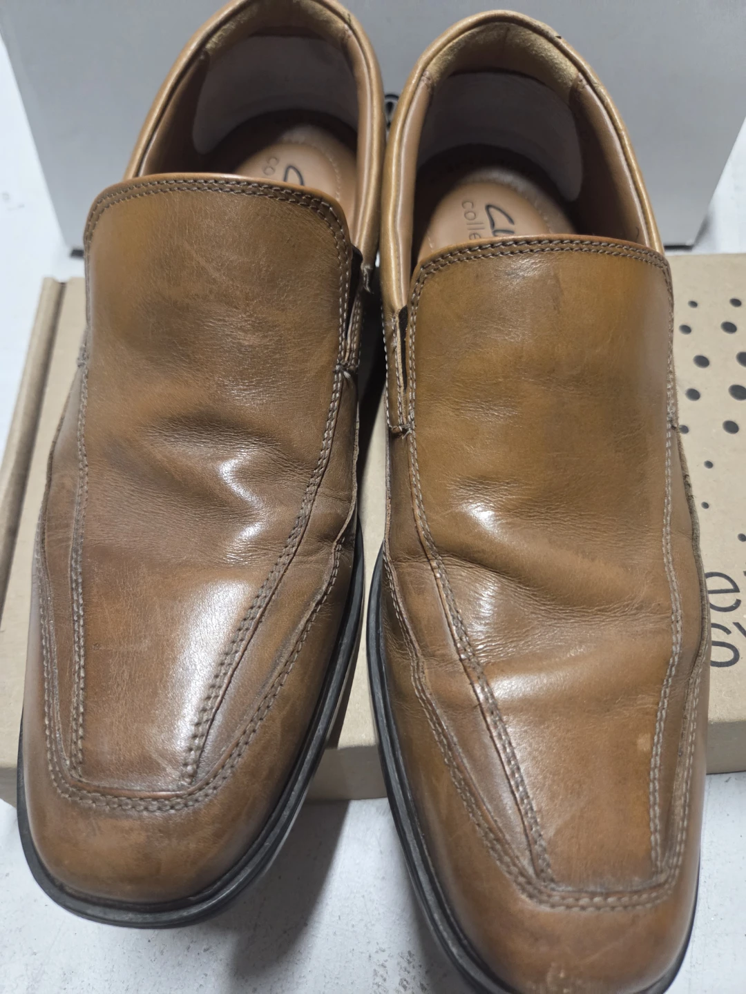 Clarks Collection Brown Leather Slip-On Loafers