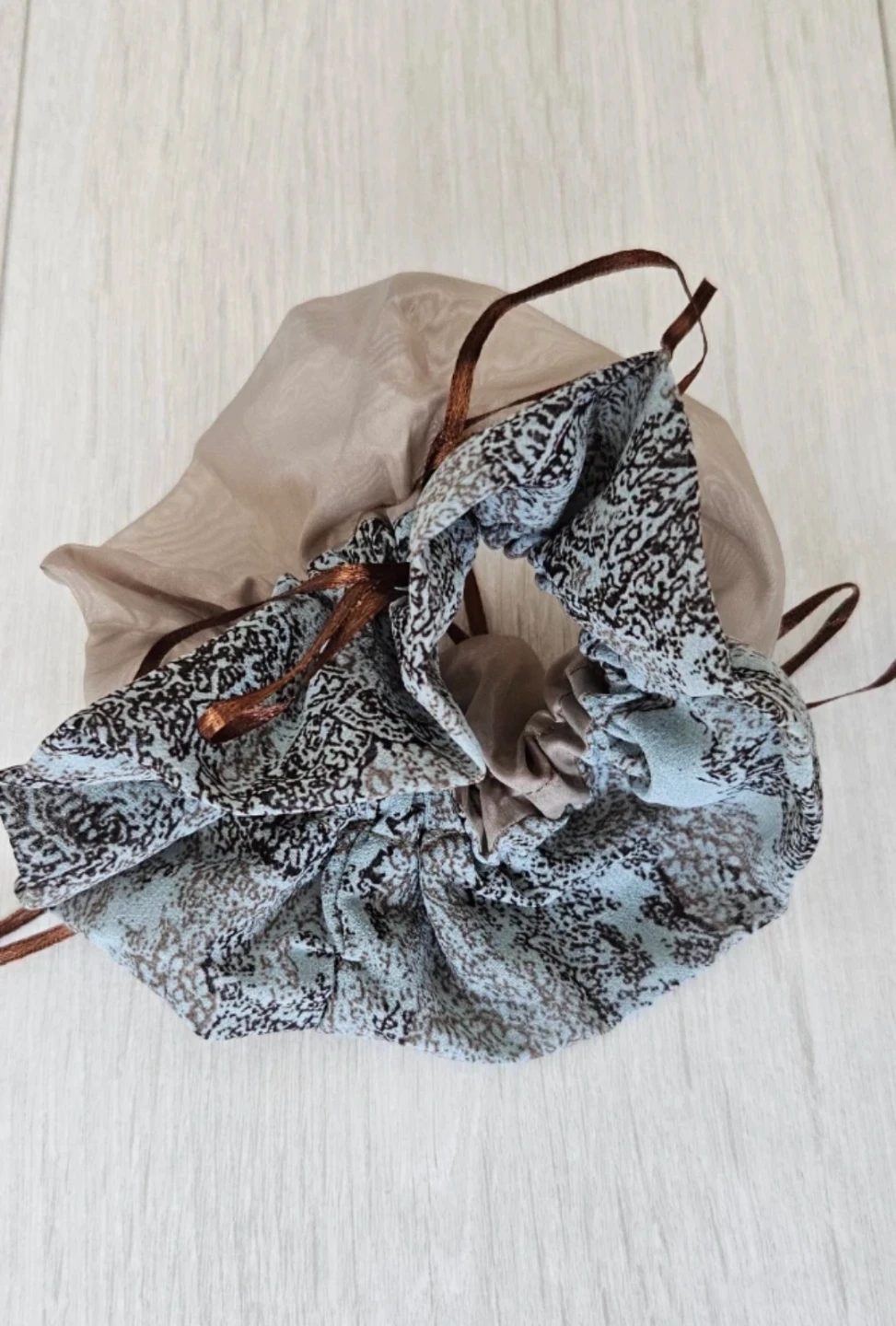 Layered Paisley Fabric Scrunchie