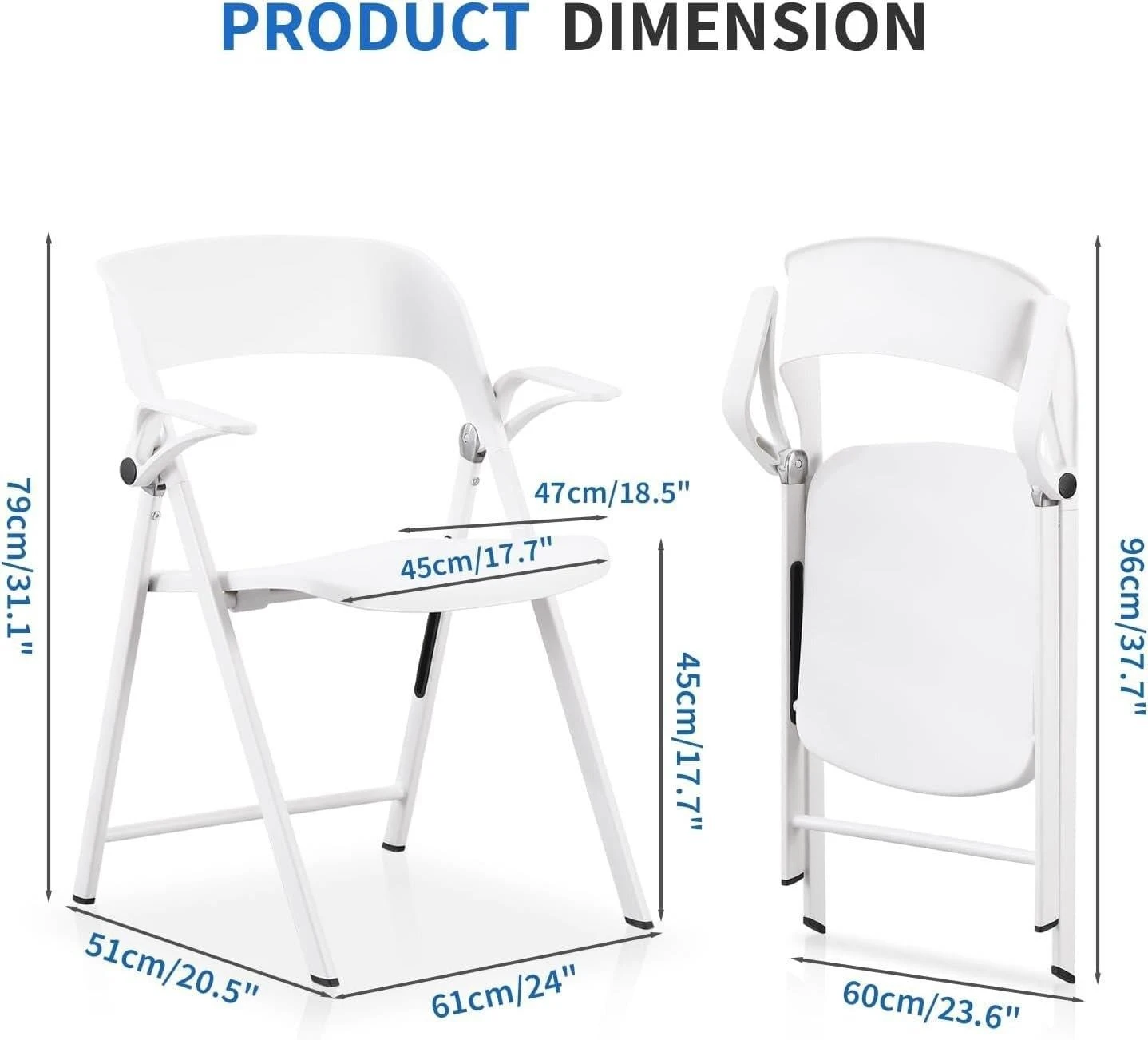 White Folding Chair with Armrests - photo 2