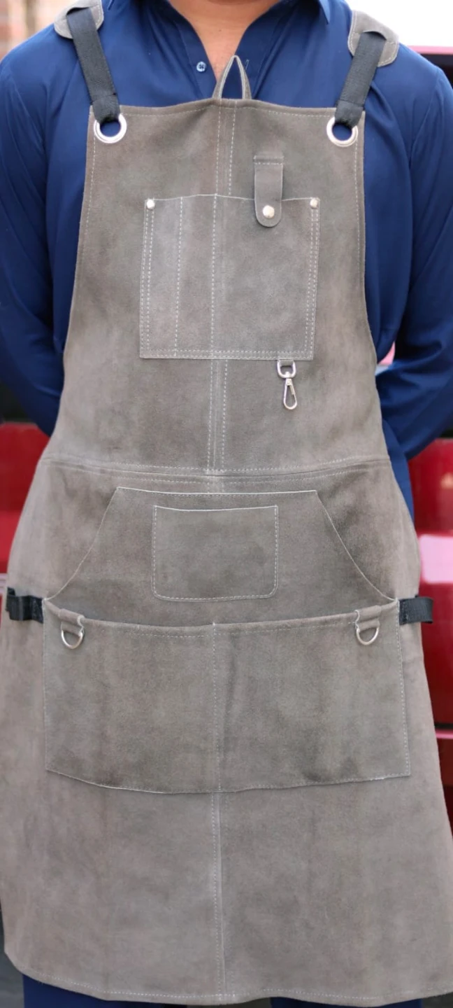 Grey Suede geniun Leather Utility Apron - photo 2