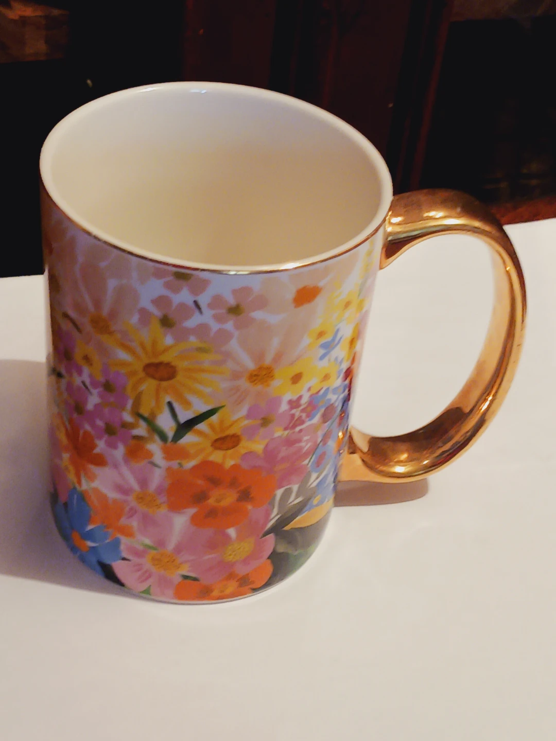 Beautiful Floral Mug with Gold  Tone Handle - photo 2