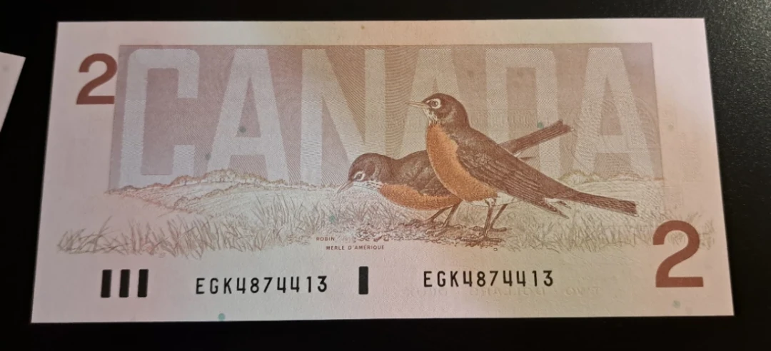 5 Consecutive, 1986 Canadian Two-Dollar, Bird Series Banknotes - photo 3