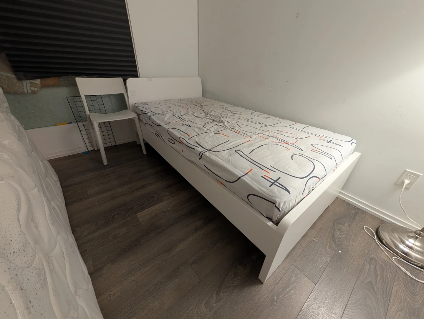 IKEA White Single Bed Frame and mattress