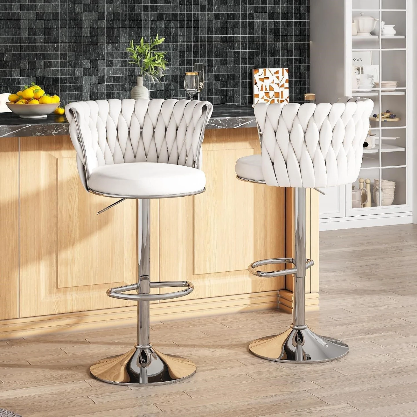 Set of 2 White Bar Stools - photo 3
