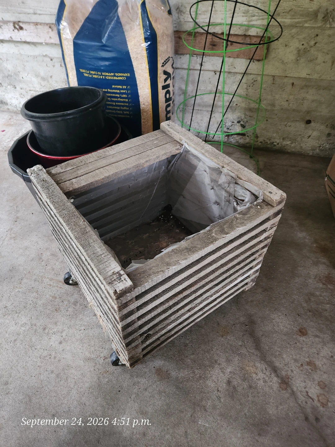 Rolling Wooden Crate Planter