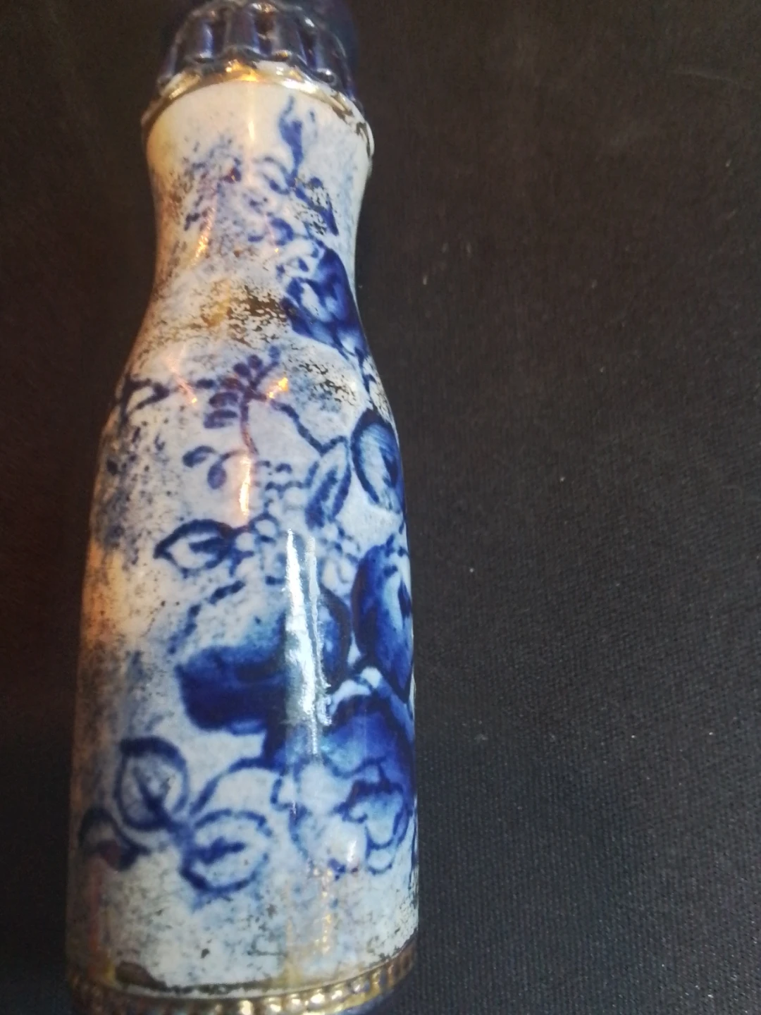 Antique 1890s English Flow Blue & Silverplate Salad Serving Fork - photo 2